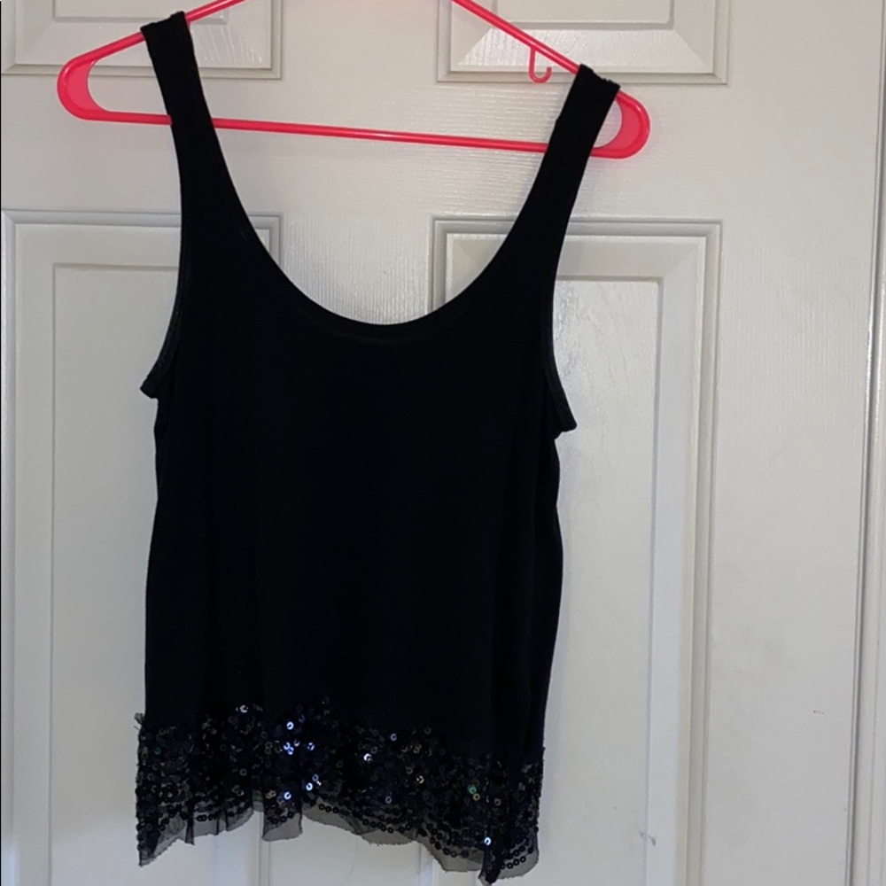 Black lace bottom tank AEO